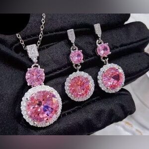 Elegant Pink and Silver Jewelry Set